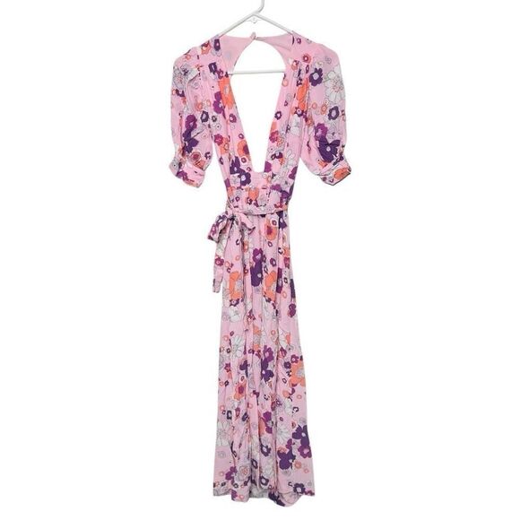 For Love & Lemons Pink Floral Maxi Dress Size Small - Picture 2 of 11
